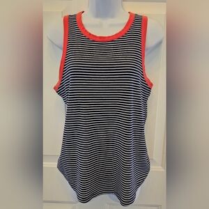 Old Navy Navy Blue and White Striped Tank Top